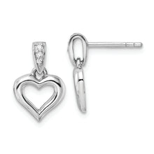 Load image into Gallery viewer, Sterling Silver RH Polished CZ Heart Post Dangle Earrings
