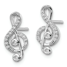 Load image into Gallery viewer, Sterling Silver Rhodium-plated CZ Treble Clef Post Earrings
