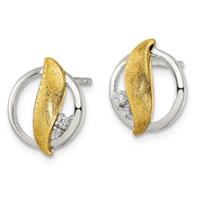 Load image into Gallery viewer, Sterling Silver &amp; Gold-tone CZ Post Earrings
