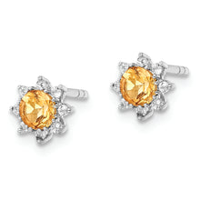 Load image into Gallery viewer, Sterling Silver RH .5CI Citrine &amp; .1WT White Topaz Post Earrings
