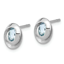 Load image into Gallery viewer, Sterling Silver Rh-plated Sky Blue Topaz Oval Post Earrings
