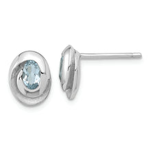 Load image into Gallery viewer, Sterling Silver Rh-plated Sky Blue Topaz Oval Post Earrings
