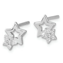 Load image into Gallery viewer, Sterling Silver Rhodium-plated CZ Star Post Earrings
