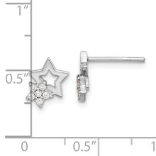 Load image into Gallery viewer, Sterling Silver Rhodium-plated CZ Star Post Earrings
