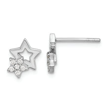 Load image into Gallery viewer, Sterling Silver Rhodium-plated CZ Star Post Earrings
