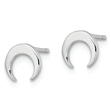 Load image into Gallery viewer, Sterling Silver Rhodium-plated Polished Moon Post Earrings
