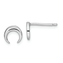 Load image into Gallery viewer, Sterling Silver Rhodium-plated Polished Moon Post Earrings
