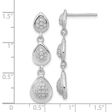 Load image into Gallery viewer, Sterling Silver Rhodium-plated CZ Teardrop Post Dangle Earrings
