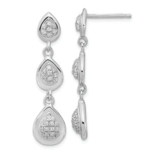 Load image into Gallery viewer, Sterling Silver Rhodium-plated CZ Teardrop Post Dangle Earrings
