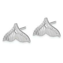 Load image into Gallery viewer, Sterling Silver Rhodium-plated CZ Textured Tail Post Earrings
