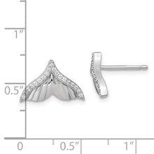 Load image into Gallery viewer, Sterling Silver Rhodium-plated CZ Textured Tail Post Earrings
