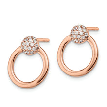 Load image into Gallery viewer, Sterling Silver &amp; Rose Gold-plated CZ Circle Post Earrings
