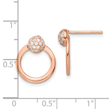 Load image into Gallery viewer, Sterling Silver &amp; Rose Gold-plated CZ Circle Post Earrings
