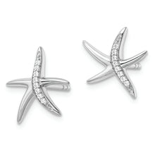 Load image into Gallery viewer, Sterling Silver Rhodium-plated CZ Starfish Post Earrings
