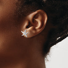 Load image into Gallery viewer, Sterling Silver Rhodium-plated CZ Starfish Post Earrings
