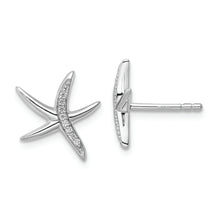 Load image into Gallery viewer, Sterling Silver Rhodium-plated CZ Starfish Post Earrings
