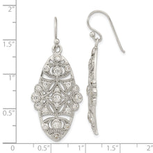 Load image into Gallery viewer, Sterling Silver Polished Fancy CZ Dangle Shephard Hook Earrings
