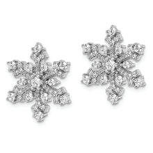 Load image into Gallery viewer, Sterling Silver Rhodium-plated CZ Snowflake Post Earrings
