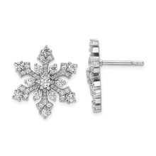 Load image into Gallery viewer, Sterling Silver Rhodium-plated CZ Snowflake Post Earrings
