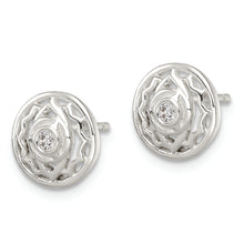 Load image into Gallery viewer, Sterling Silver CZ Third Eye Chakra Filigree Post Earrings
