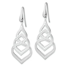 Load image into Gallery viewer, Sterling Silver Rhod. Polished Grooved Fancy Drop Dangle Earrings
