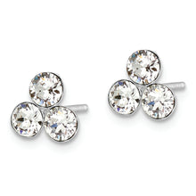 Load image into Gallery viewer, Sterling Silver RH-plated Crystal 3-stone Post Earrings
