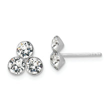 Load image into Gallery viewer, Sterling Silver RH-plated Crystal 3-stone Post Earrings
