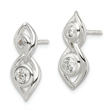 Load image into Gallery viewer, Sterling Silver Polished CZ Post Dangle Earrings
