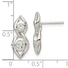 Load image into Gallery viewer, Sterling Silver Polished CZ Post Dangle Earrings
