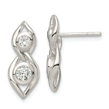 Load image into Gallery viewer, Sterling Silver Polished CZ Post Dangle Earrings
