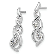 Load image into Gallery viewer, Sterling Silver Rhodium-plated Twist CZ Post Dangle Earrings
