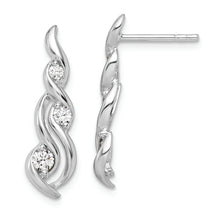 Load image into Gallery viewer, Sterling Silver Rhodium-plated Twist CZ Post Dangle Earrings
