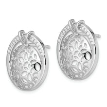 Load image into Gallery viewer, Sterling Silver Rhodium-plated Cut Out CZ Circle Earrings
