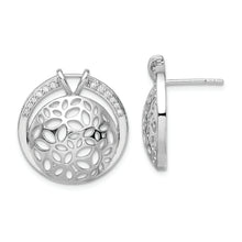 Load image into Gallery viewer, Sterling Silver Rhodium-plated Cut Out CZ Circle Earrings
