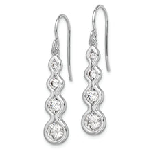 Load image into Gallery viewer, Sterling Silver Rhodium-plated Drop CZ Wave Dangle Earrings
