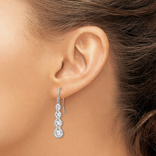 Load image into Gallery viewer, Sterling Silver Rhodium-plated Drop CZ Wave Dangle Earrings
