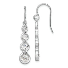 Load image into Gallery viewer, Sterling Silver Rhodium-plated Drop CZ Wave Dangle Earrings
