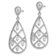 Load image into Gallery viewer, Sterling Silver Rhodium-plated Baguette CZ Teardrop Post Earrings
