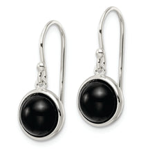 Load image into Gallery viewer, Sterling Silver Polished Onyx Ball Dangle Earrings
