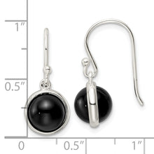 Load image into Gallery viewer, Sterling Silver Polished Onyx Ball Dangle Earrings
