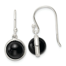 Load image into Gallery viewer, Sterling Silver Polished Onyx Ball Dangle Earrings
