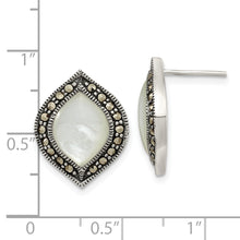 Load image into Gallery viewer, Sterling Silver Antiqued Marcasite &amp; MOP Post Earrings
