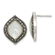 Load image into Gallery viewer, Sterling Silver Antiqued Marcasite &amp; MOP Post Earrings
