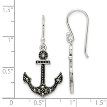 Load image into Gallery viewer, Sterling Silver Antiqued Marcasite Anchor Shepherd Hook Earrings
