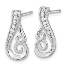 Load image into Gallery viewer, Sterling Silver Rh-plated Polished CZ Post Earrings
