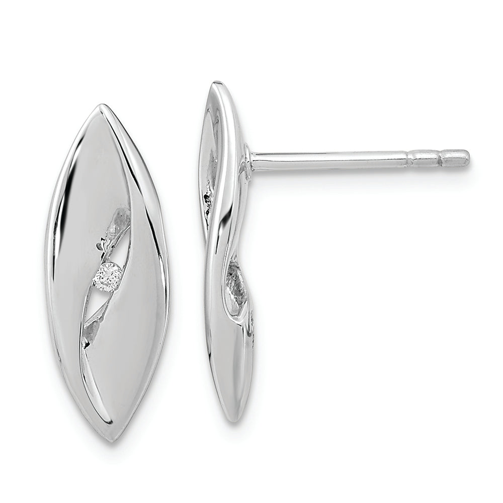 Sterling Silver Rhodium-plated Diamond Fancy Post Earrings