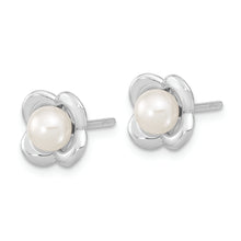 Load image into Gallery viewer, Sterling Silver RH-plated Polished FWC Pearl Flower Post Earrings
