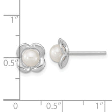 Load image into Gallery viewer, Sterling Silver RH-plated Polished FWC Pearl Flower Post Earrings
