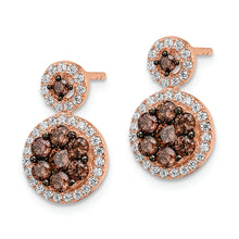 Load image into Gallery viewer, Sterling Silver Rose-tone Black Rhodium-plated CZ Fancy Post Earrings
