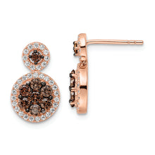 Load image into Gallery viewer, Sterling Silver Rose-tone Black Rhodium-plated CZ Fancy Post Earrings
